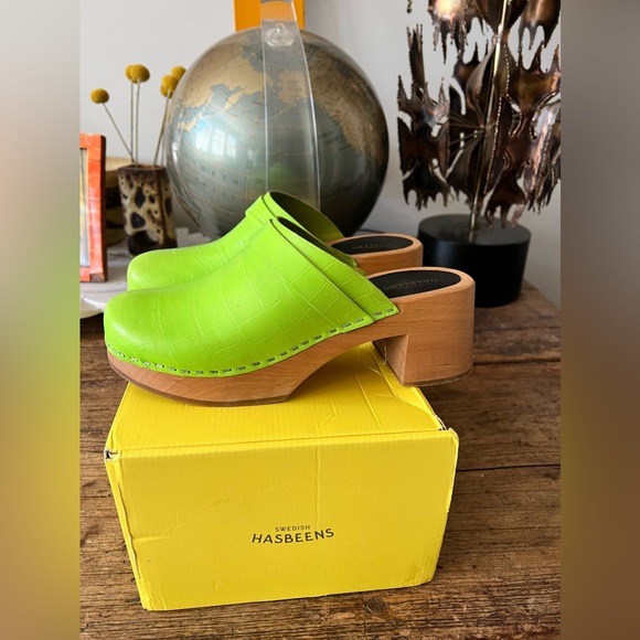 SWEDISH HASBEENS Dagny Apple Green Clogs Mules Size 40 sold out! - Picture 6 of 9